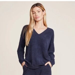 Barefoot Dreams CozyChic Ultra Lite V-Neck Sweater - Deep Blue